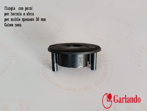 FLANGIA CON PERNI PER BOCCOLA A SFERA (DIAM 16 MM) GARLANDO 3 MISURE COLORE NERA