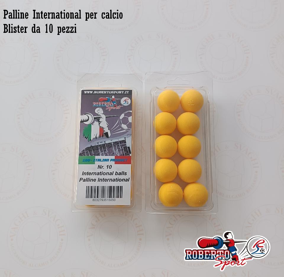 PALLINE PER CALCIO BALILLA ROBERTO SPORT INTERNATIONAL GIALLE BLISTER 10 PZ.