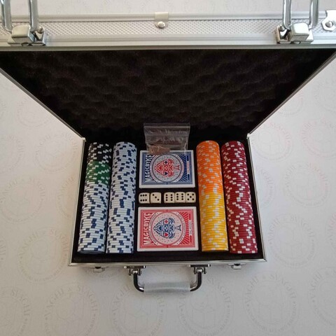 VALIGETTA IN ALLUMINIO DAL NEGRO 200 FICHES CON VALORI