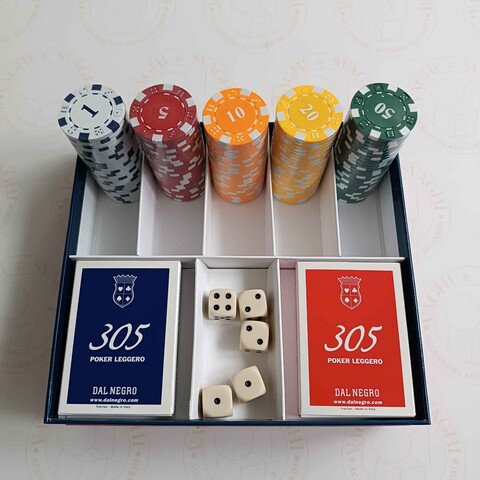 SCATOLA FICHES DAL NEGRO SET POKER GAMES CON VALORI
