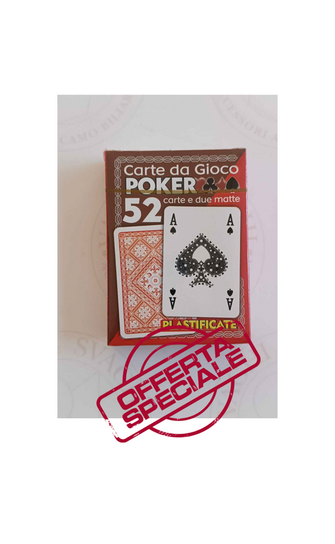CARTE POKER DAL NEGRO 52 CARTE DORSO ROSSO
