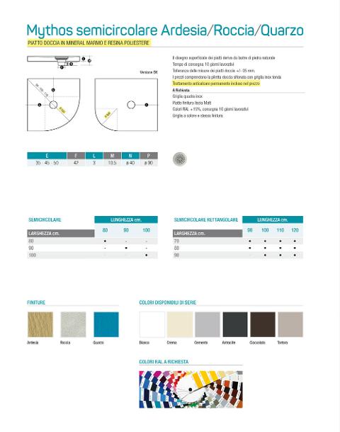 PIATTO DOCCIA Mythos semicircolare Thermodesign ARDESIA-ROCCIA-QUARZO