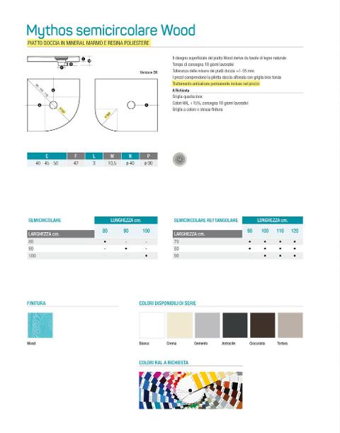 PIATTO DOCCIA Mythos semicircolare Thermodesign WOOD