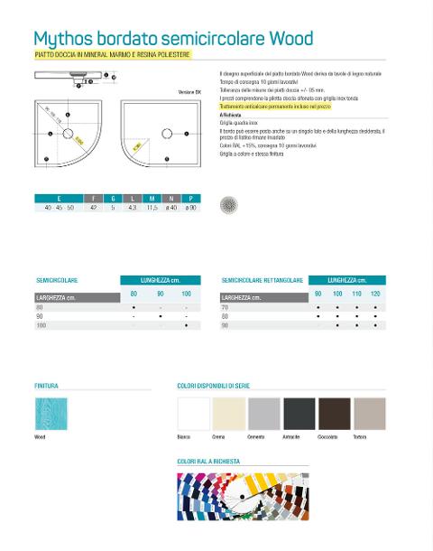 PIATTO DOCCIA Mythos semicircolare Thermodesign WOOD