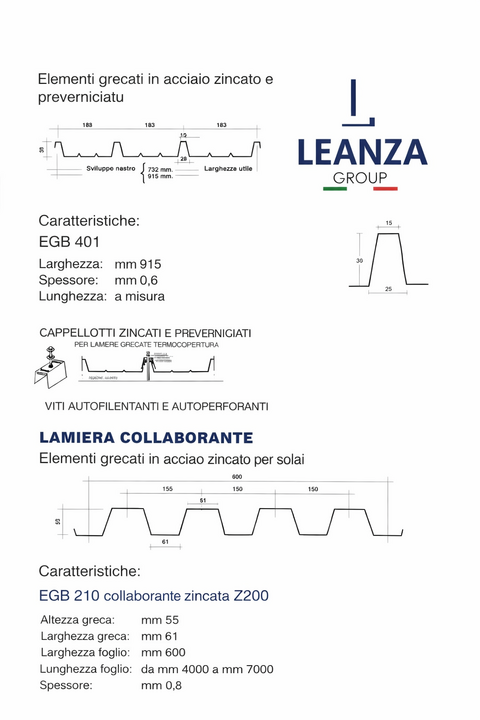 Lamiera Zincata collaborante per Solai prezzo al kg LEANZA GROUP
