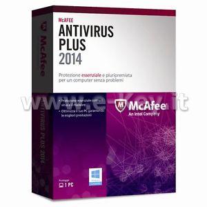 McAfee AntiVirus Plus 2014 1 anno 1 PC - solo codice Licenza McAfee Plus 2014 1 anno