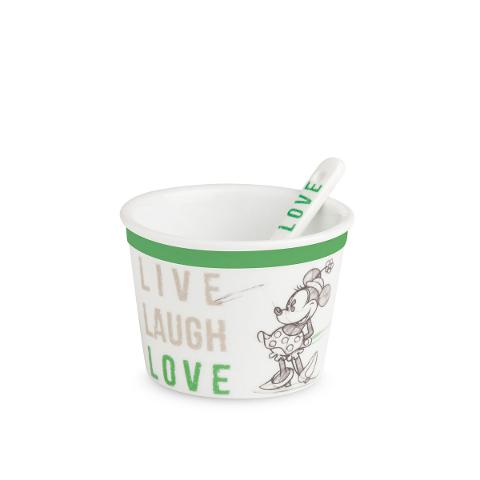 Coppetta gelato con cucchiaino in porcellana decorata Egan LIVE LAUGH LOVE