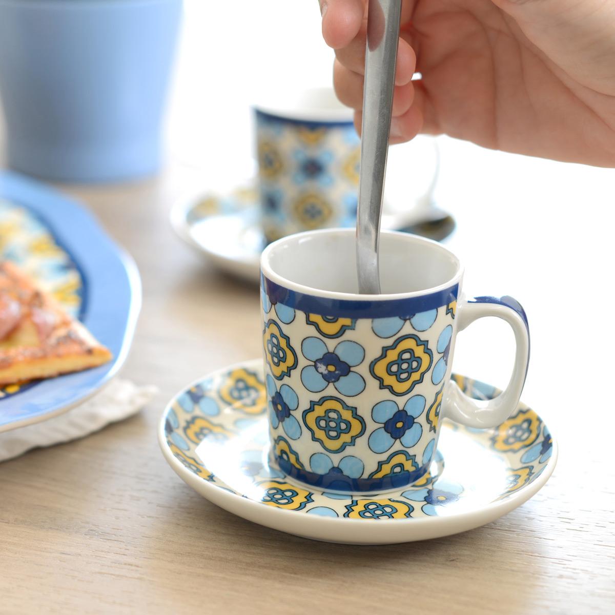 Tazza da tè + piattino porcellana Tue turchese set 4 pezzi