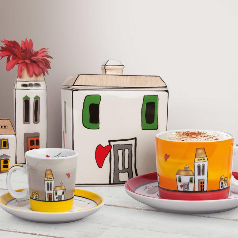 Set 2 tazze da colazione con piattino in porcellana - Coffee Matic Shop