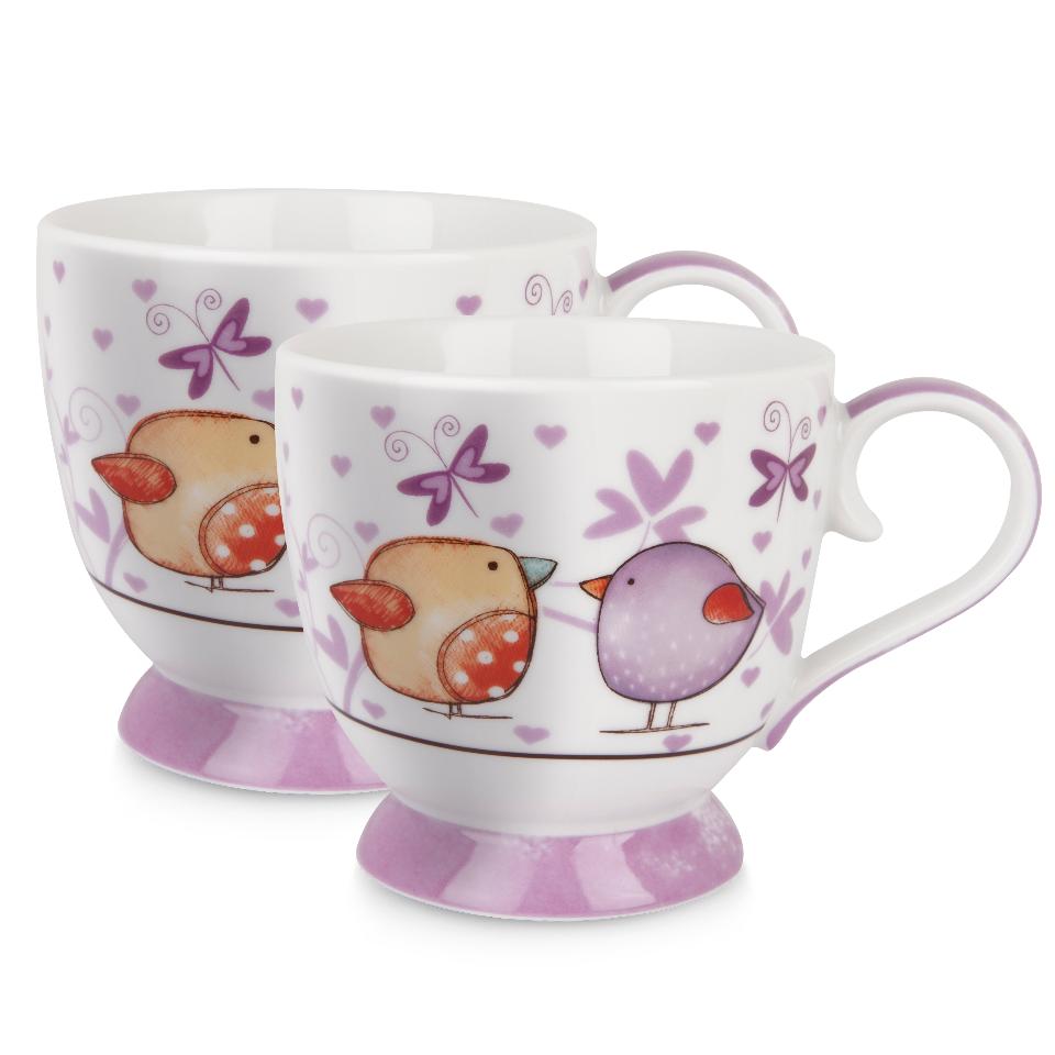 Set 2 tazze colazione in porcellana decorata Egan TEA FOR TWO