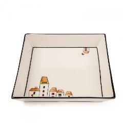 Centrotavola quadrato in ceramica decorata Egan LE CASETTE