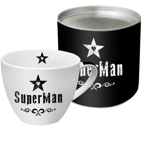 Tazza Big Mug in porcellana New Bone China decorata ppd SUPER MAN