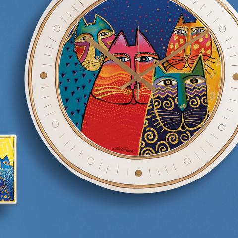 Orologio in ceramica decorata Egan LAUREL BURCH FANTASTIC FELINES