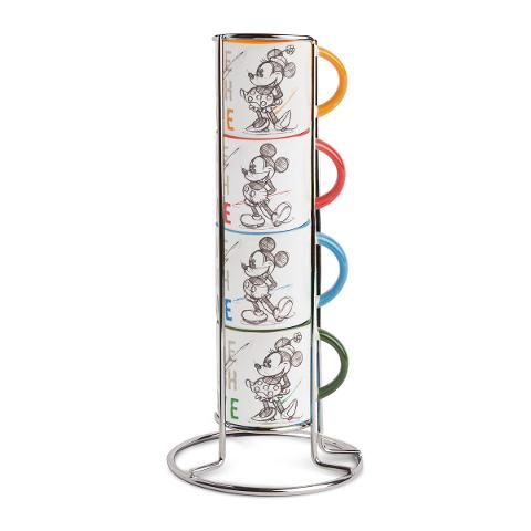 Set 4 mini mug in porcellana decorata con metal rack  Egan LIVE LAUGH LOVE