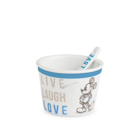 Coppetta gelato con cucchiaino in porcellana decorata Egan LIVE LAUGH LOVE