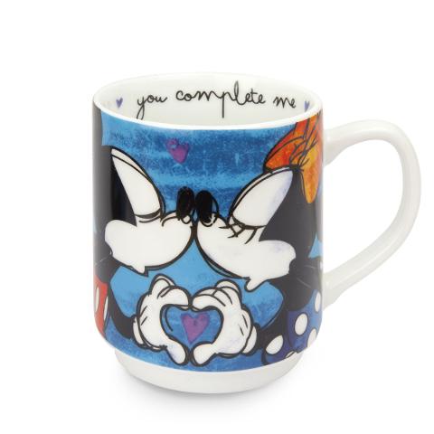 Set 2 tazze mug impilabili in porcellana decorata con tovagliette in polipropilene Egan LOVE SWEET LOVE