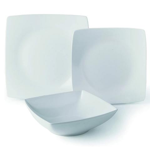Servizio 18 pz piatti in gres satinato Excelsa ECLIPSE BIANCO