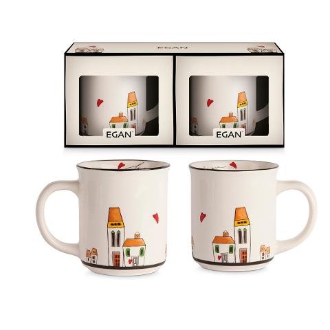 Set 2 tazze mug in ceramica decorata Egan LE CASETTE