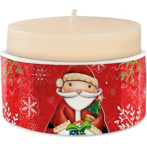 Portacandela rotondo in porcellana decorata Egan NATALE