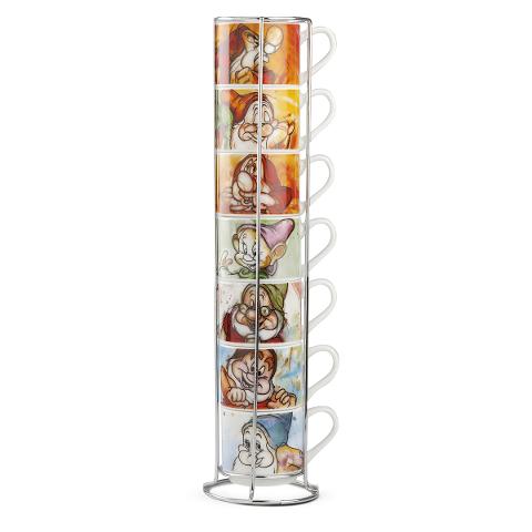 Set 7 tazze caffè in porcellana decorata con metal rack Egan I 7 NANI