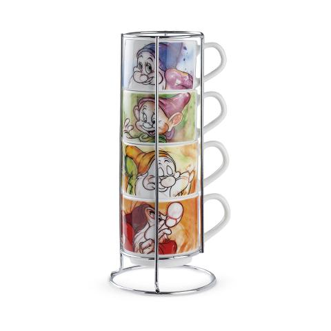Set 4 tazze caffè in porcellana decorata con metal rack Egan I 7 NANI