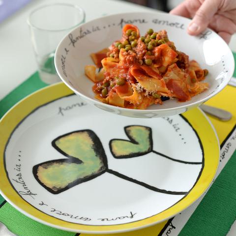 Servizio 18 pz piatti porcellana decorata Egan PANE AMORE E FANTASIA