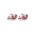 Set 2 tazze caffè con piattino in porcellana e cucchiaini in plastica Guzzini LOVE