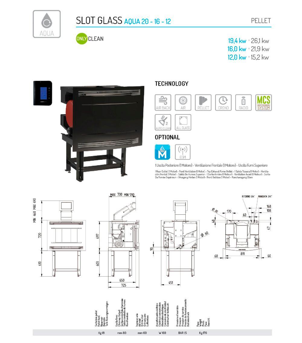 TERMOCAMINO A PELLET MORETTI DESIGN SLOT GLASS AQUA 20