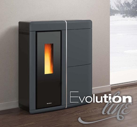 TERMO STUFA PELLET ERMETICA VENTILATA SLIM EXTRAFLAME EVELYNE IDRO 2.0