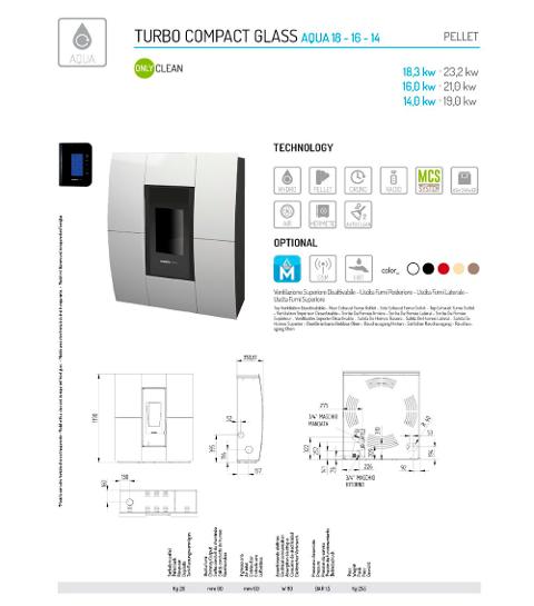 TERMOSTUFA A PELLET MORETTI DESIGN AQUA TURBO COMPACT GLASS 18Kw
