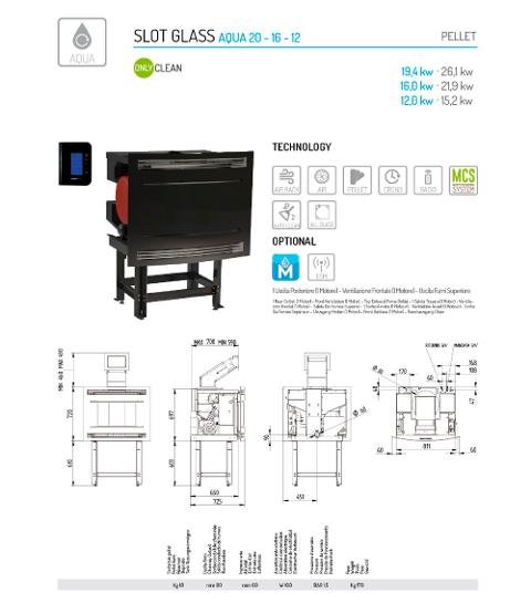 TERMOCAMINO A PELLET MORETTI DESIGN SLOT GLASS AQUA 20