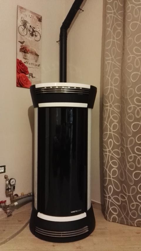 TERMOSTUFA A PELLET MORETTI DESIGN CLESSIDRA GLASS AQUA 16Kw