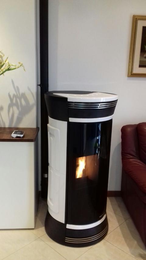 TERMOSTUFA A PELLET MORETTI DESIGN CLESSIDRA GLASS AQUA 16Kw