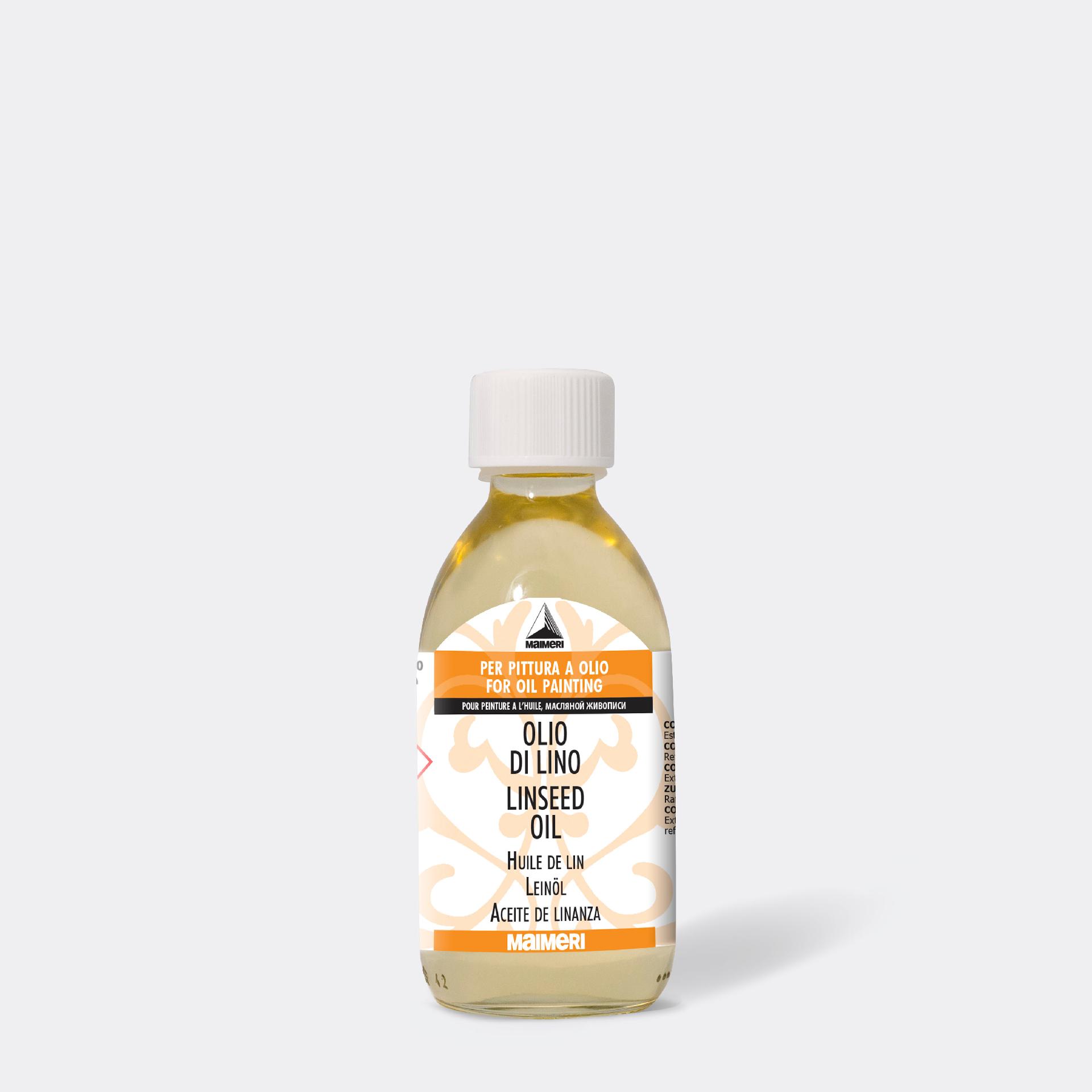 olio di lino crudo chiarificato in bottiglia di vetro maimeri maimeri 250ml