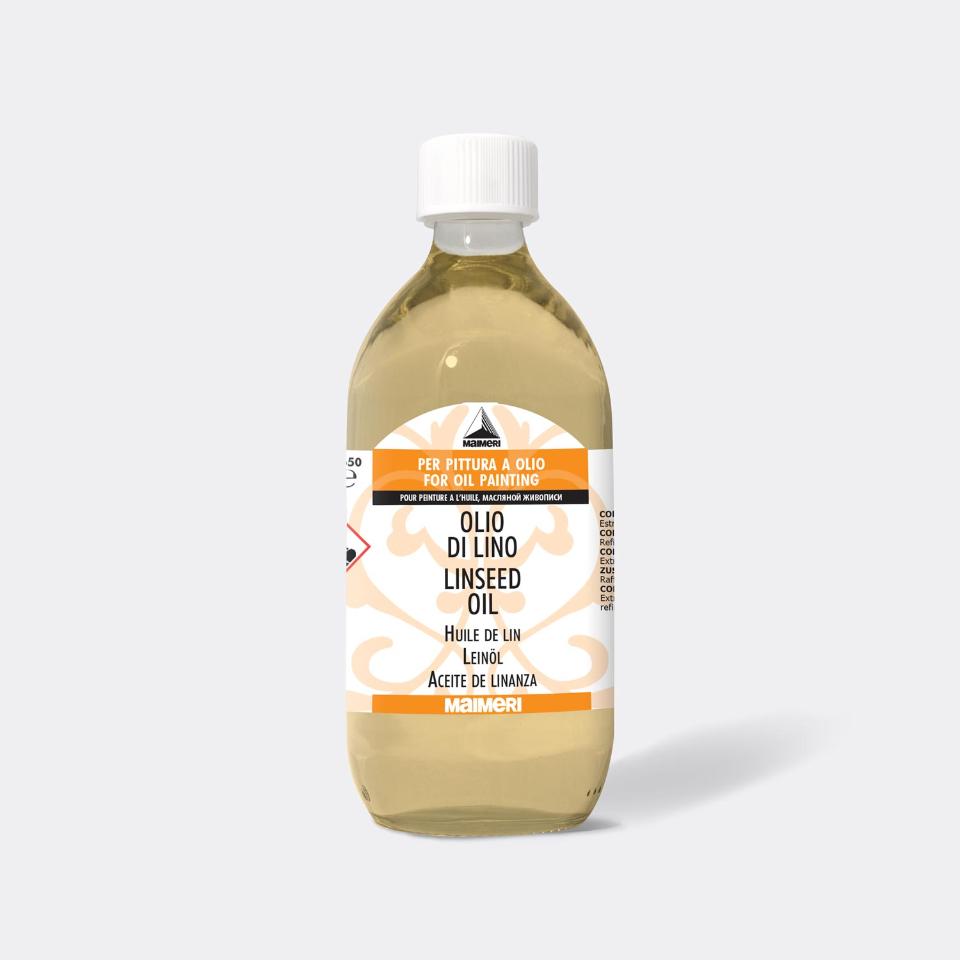 olio di lino crudo chiarificato in bottiglia di vetro maimeri maimeri 250ml