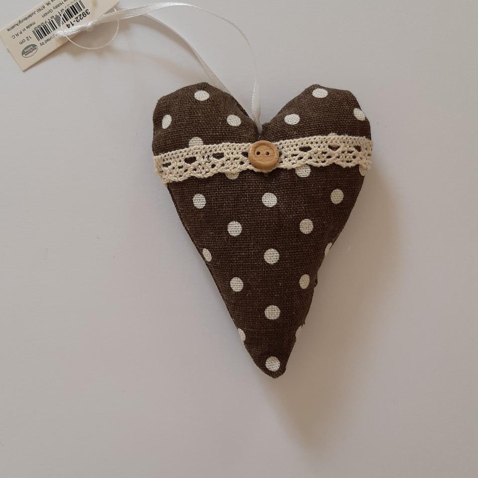 Cuore di tessuto imbottito a pois marianne hobby 12x9 cm