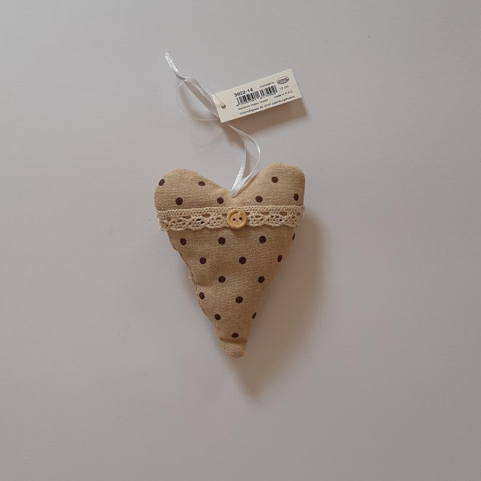 Cuore di tessuto imbottito a pois marianne hobby 12x9 cm