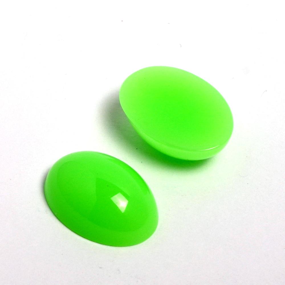 Cabochon verde fluo ovale 10x13 mm arti e grafica busta da 20 pezzi