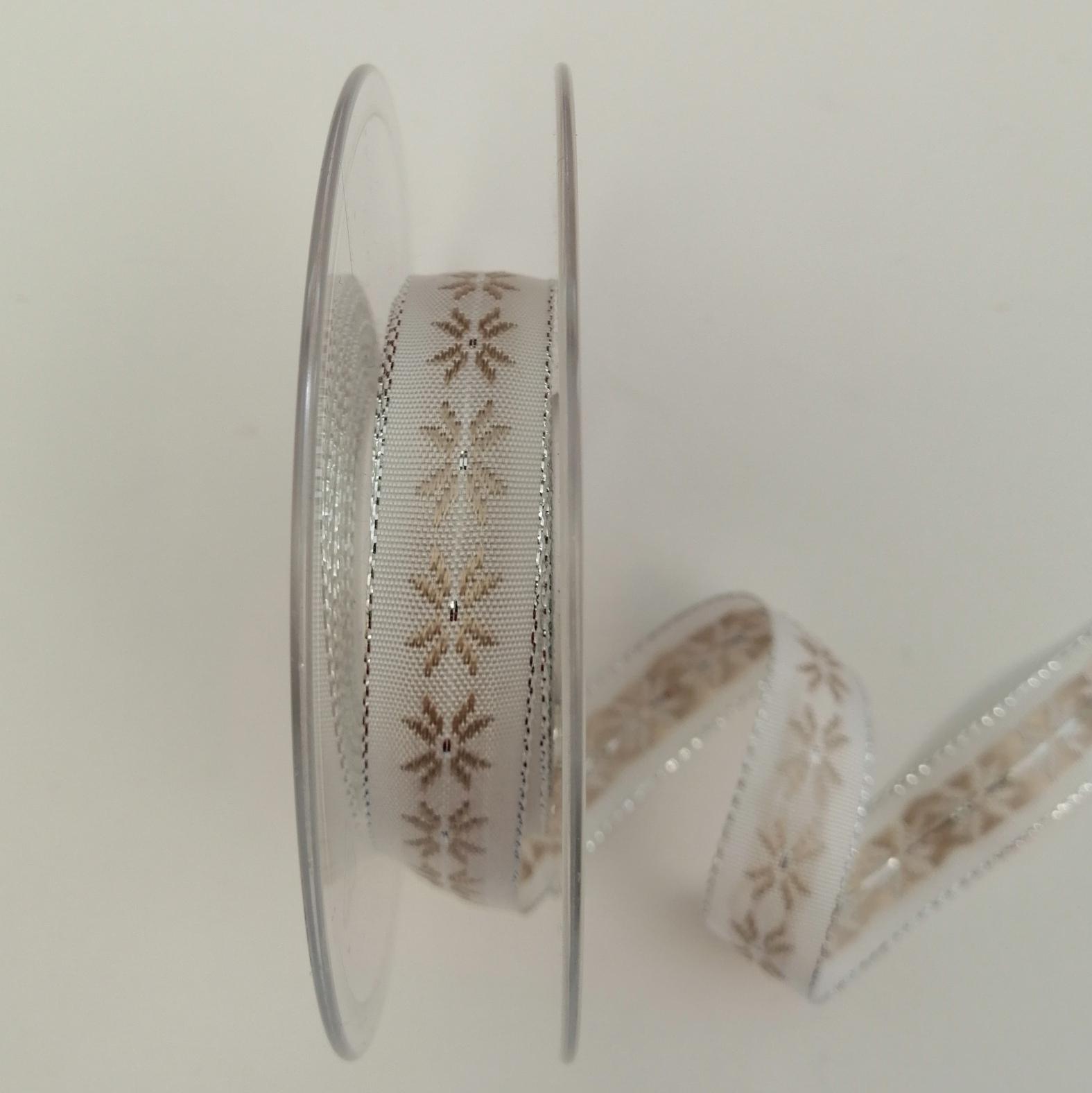 nastro bianco con fiori stilizzati Stafil 15 mm x 1 metro