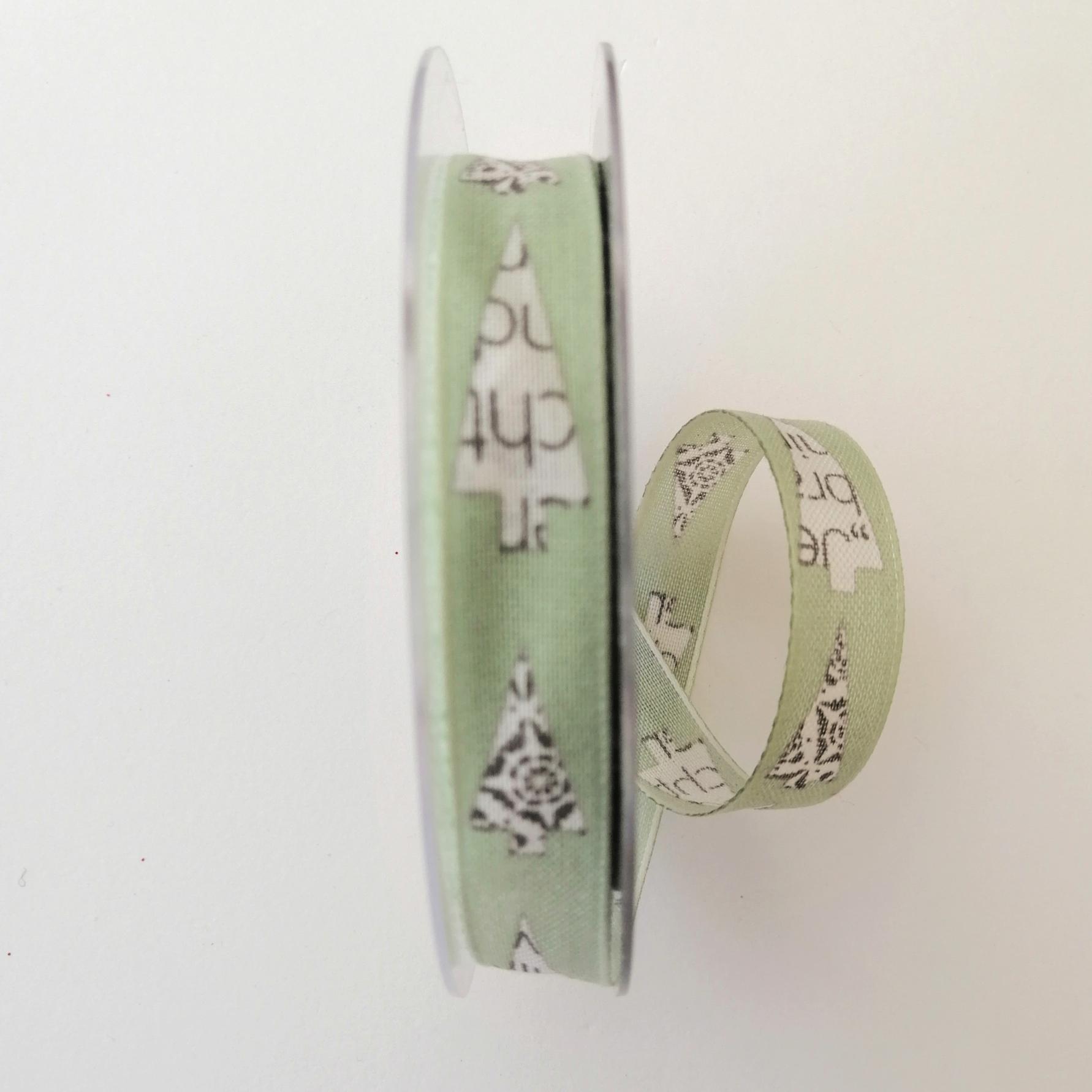 decoro alberelli stilizzati pbs fondo verde 15 mm con rinforzo con filo di nylon