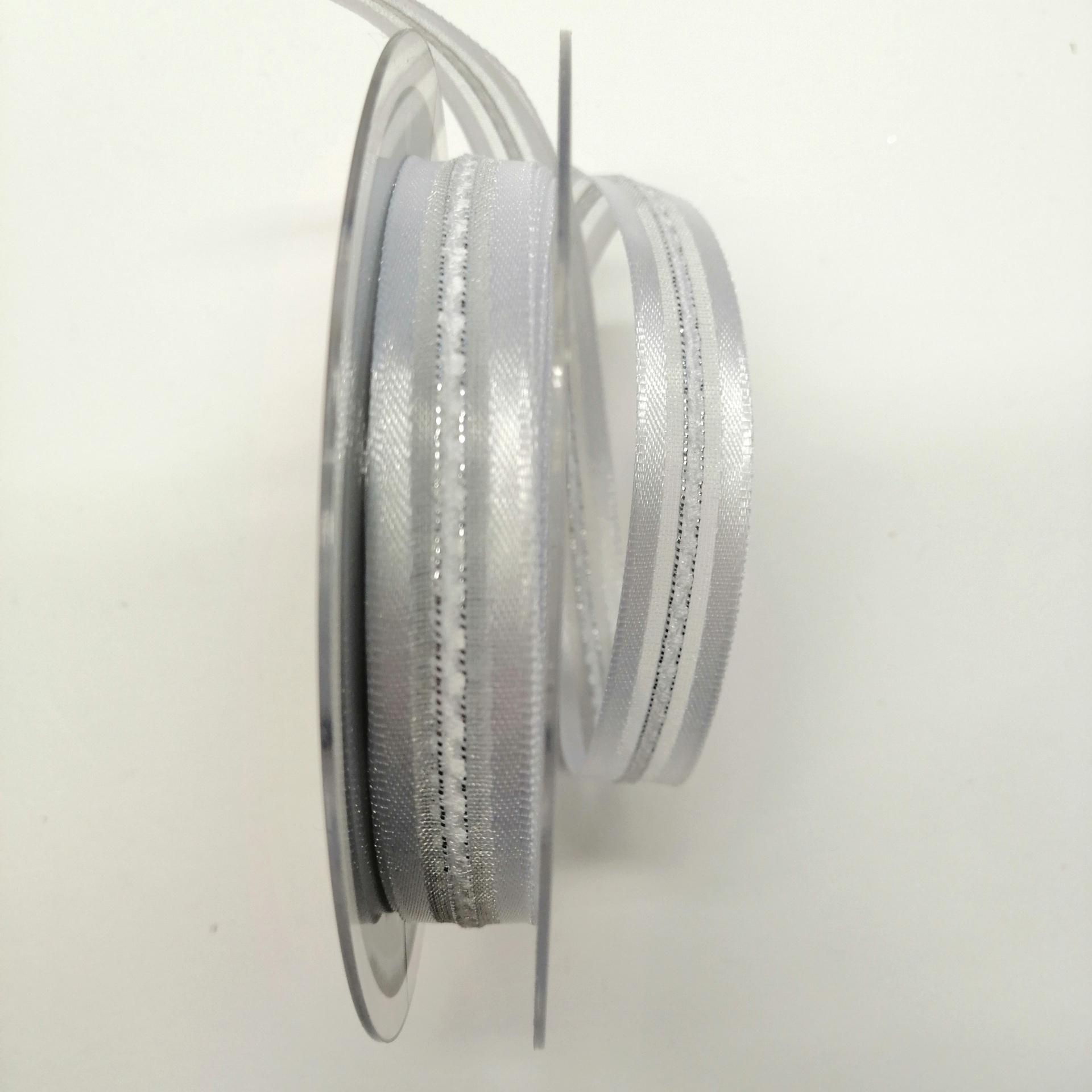 Nastro raso bianco con striscia in organza pbs 15mm
