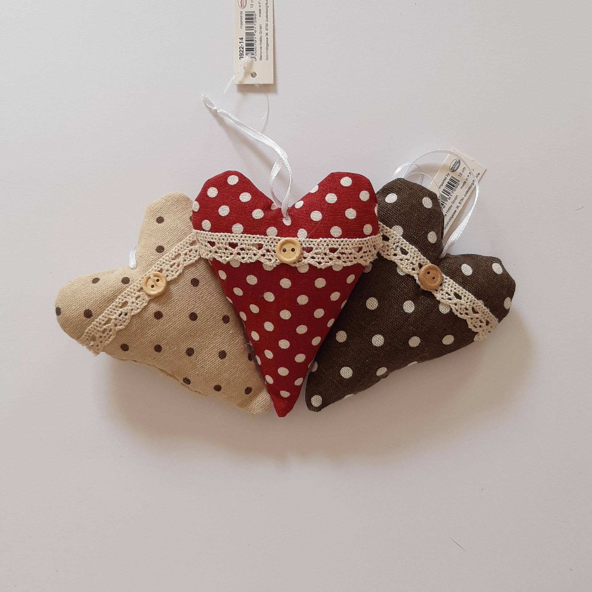 Cuore di tessuto imbottito a pois marianne hobby 12x9 cm