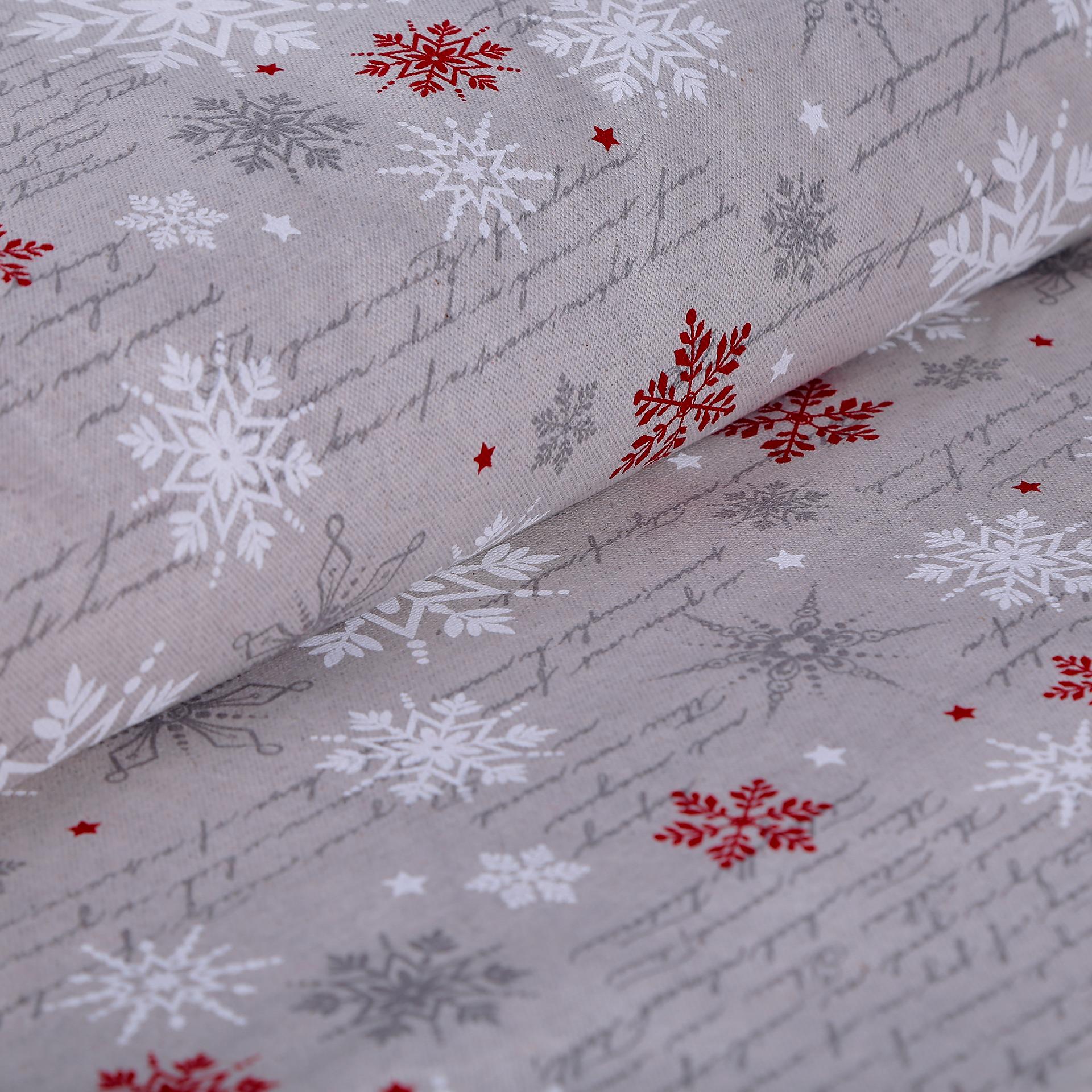 stoffa natalizia  in tela grezza con fantasia  fiocchi neve stafil 280 cm x 50 cm