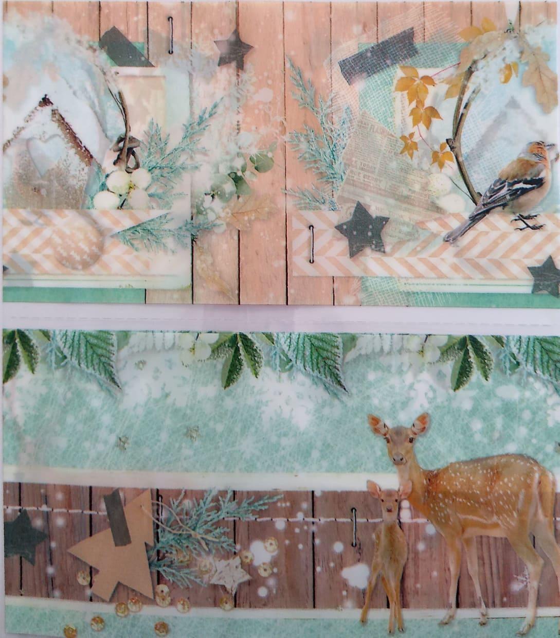 pellicola termoretraibile con fantasia Natale con stelle e coniglio stafil 26 cm x 7cm