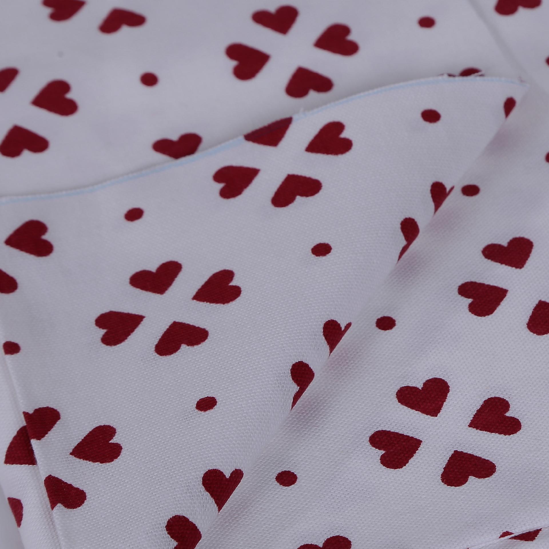 Tessuto cotone pesante bianco con cuori rossi arti egrafica cm 150 x 50