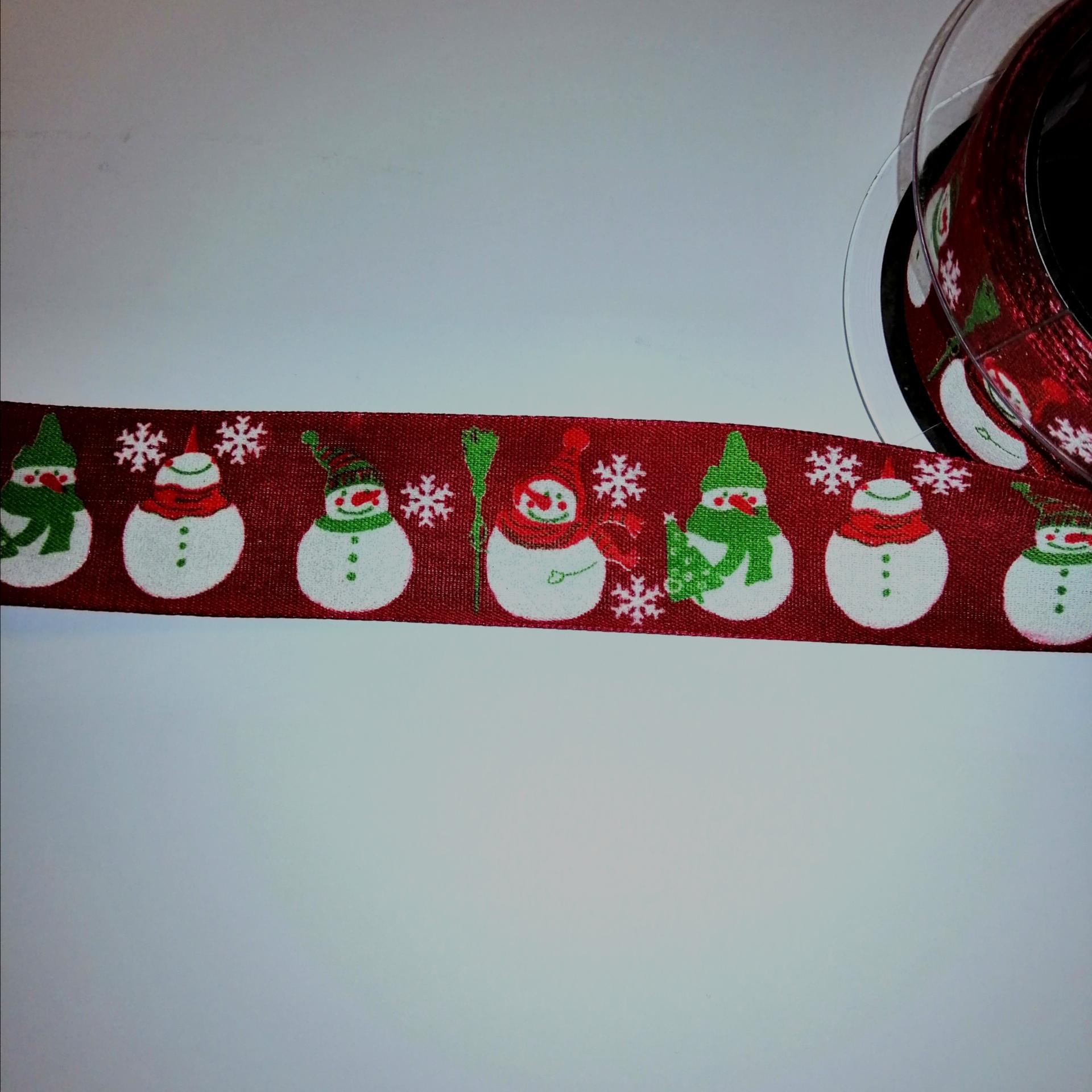 nastro rosso cardinale con pupazzi neve Goldina 40mm x 1mt nastri
