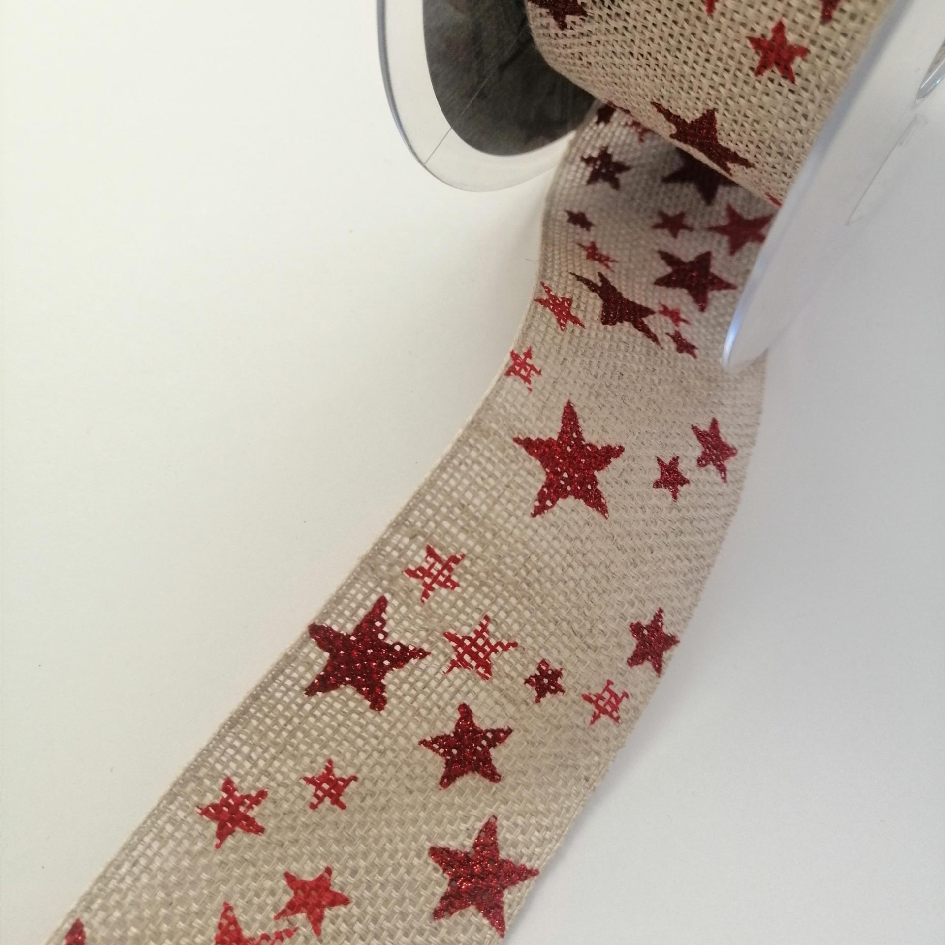 nastro effetto juta con stelle Goldina 40mm x 1mt nastri