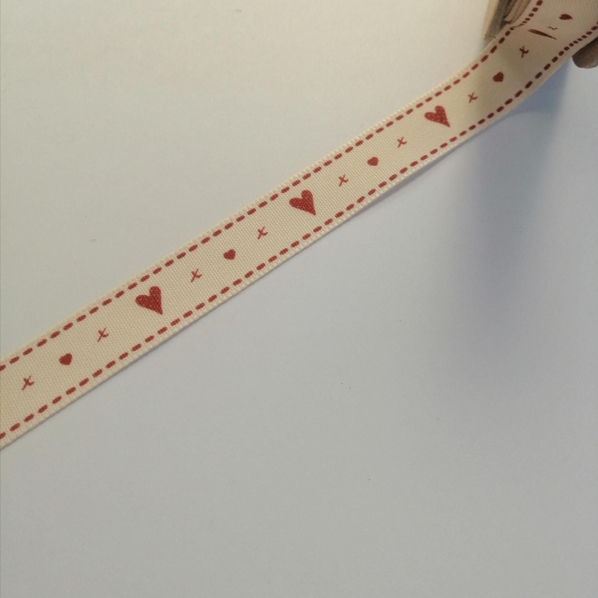 nastro panna con cuori nastri di mirta 15 mm x 1mt - Nastri
