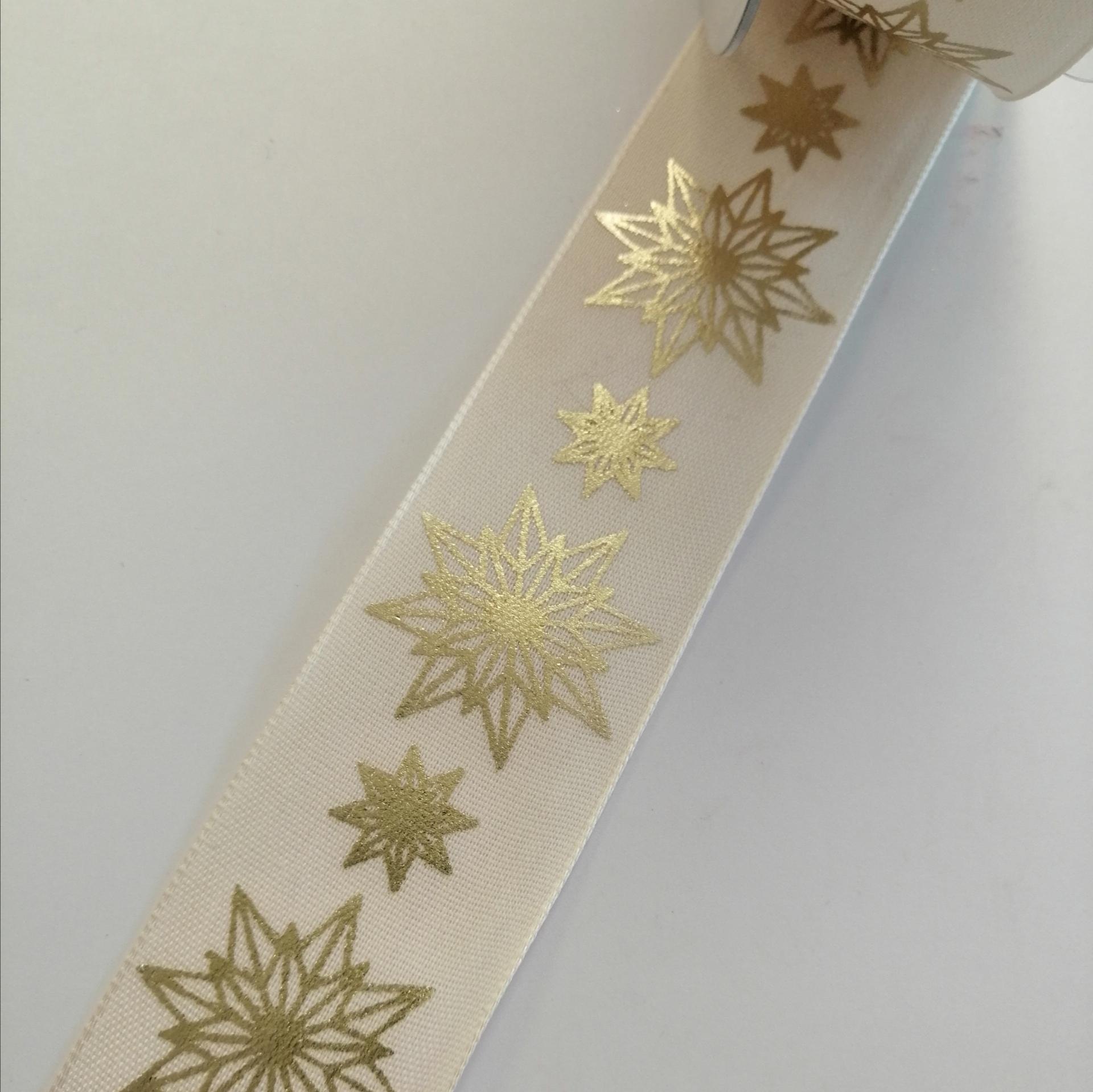 nastro crema con stelle oro Goldina 40 mm x 1mt