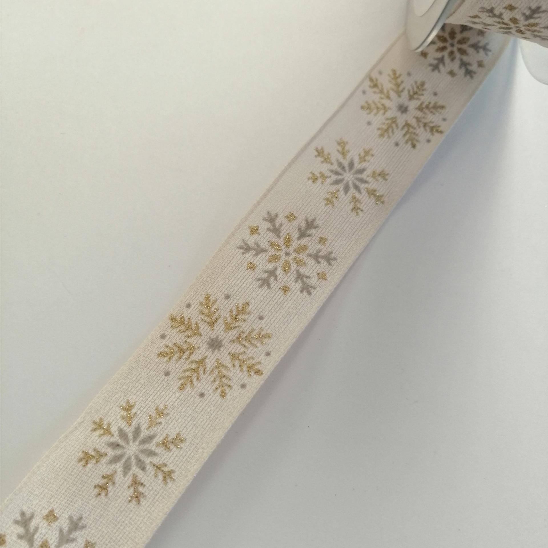 nastro bianco sporco con decori oro Goldina 25 mm x 1 mt